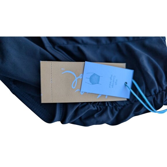 Kona Sol Women's Shirred High Coverage High Waist Bikini Bottom Black Medium - Picture 3 of 4